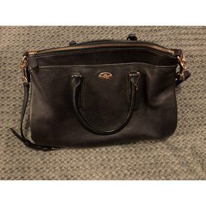 Coach Black Leather Zipper Shoulder Bag
